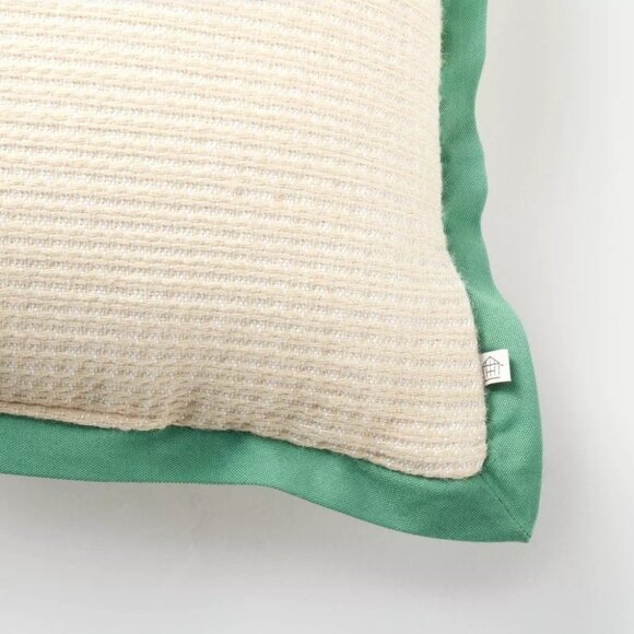 Hearth & Hand Indoor or Outdoor Natural & Green Trim Textured 18" Accent Pillow - Picture 2 of 7